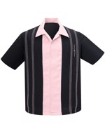  Kortærmet skjorte: bowling shirt - Steady Clothing - Bowling Shirt in Black & Pink